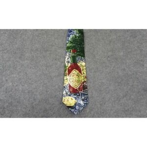 Tabasco Tie Mens Silk Navy Blue Classic Red All Over Print Preppy Food Hot Sauce